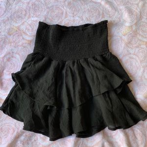 Black Ruffle Stretchy High Waist Mini Skirt